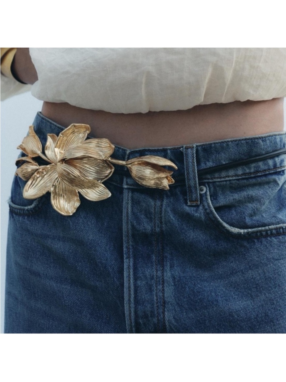 Zara NWT gold flower cord belt 4548/254 - Picture 2 of 6